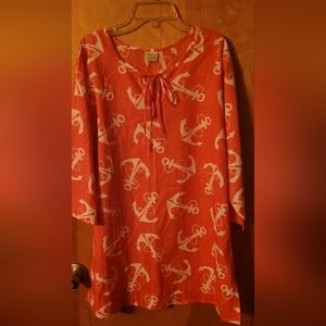 Approach Apparel cover up dress pink anchors S/M women's boutique NWOT